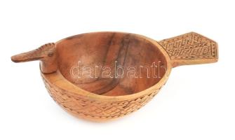 Madár figurális ivócsanak. Magyar, cca 1900, faragott fa, h: 21 cm
