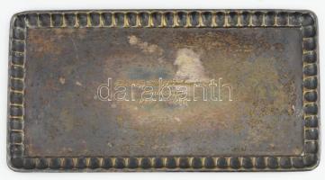 1938 Ezüstözött alpakka tálca, ajándékozási vésettel, kopással 34x16 cm