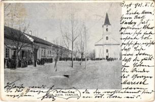 1903 Palánka, Németpalánka, Backa Palanka; római katolikus templom, üzletek / Roman Catholic church, shops (EK)