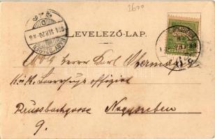 1904 Arad, Szentháromság szobor, múzeum, étterem. Kerpel Izsó kiadása / Holy Trinity statue, monumen...