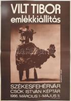 1986 Vilt Tibor emlékkiállítás. Székesfehérvár, Csók István Képtár, plakát, ofszet, papír, hajtásnyomokkal, 69x49,5 cm