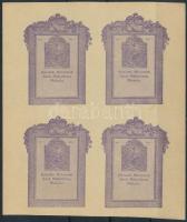 1915 Felvidéki Műbarátok antik Műkiállítása levélzáró vágott négyestömb