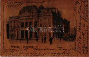 1904 Pozsony, Pressburg, Bratislava; színház. Holzkarte No. 75. Carl Otto Hayd (München) kiadása / theater, wooden card