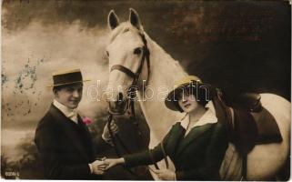 Kettesben jobb lenne mostan, Ráró miért vagy mostan itt? Te vagy kérlek e pár között, A kellemetlen harmadik / Hungarian humour, couple with a horse. photo