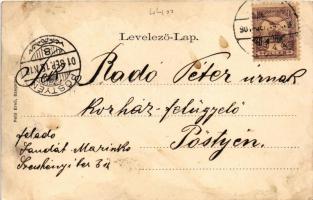 1901 Szeged, városháza, Schiller, Király üzlete. Pető Ernő kiadása. Art Nouveau, floral, litho