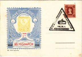 1946 MSzMT Bélyegnapok FÉVBE (Fővárosi és Vidéki Bélyeggyűjtők Egyesülete) Hódmezővásárhely / Hungarian Philatelic Days in Hódmezővásárhely + "M.SZ.M.T. KULTURNAPOK BÉLYEGKIÁLLITÁS HÓDMEZŐVÁSÁRHELY 1946.XII.1." So.Stpl (ragasztónyomok / glue marks)