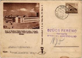 1954 Ilyen az általános iskola Sztálinvárosban. Levegős, napfényes tantermekben tanul szocialista hazánk ifjúsága. Művészeti Alkotások. Magyar szocialista propaganda / Hungarian Socialist propaganda (fl)