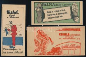 3 db cipő témájú számolócédula: Csaba cipőszalon, Metal cipő, Palma talp és sarok