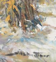 Sáska Tibor (1950-): Tél a pusztán. Olaj, vászon. Jelzett. Dekoratív fakeretben. 60x80 cm