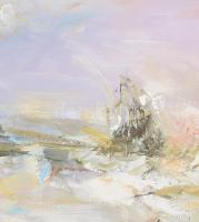 Sáska Tibor (1950-): Tél a pusztán. Olaj, vászon. Jelzett. Dekoratív fakeretben. 60x80 cm