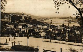 1935 Budapest I. Kilátás a Gellért hegyről a Tabán és a vár felé