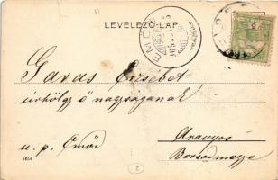 1905 Budapest VI. Andrássy út és Vilmos császár út sarok, forgalomirányító rendőrrel (kopott élek / ...