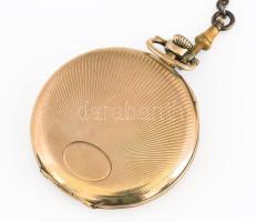 14K arany (Au) Omega zsebóra. Jelzett tok, jelzett arany porvédő, működő, szép állapotban, d: 46 mm....