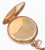 14K arany (Au) Omega zsebóra. Jelzett tok, jelzett arany porvédő, működő, szép állapotban, d: 46 mm....