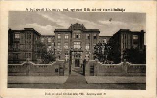 1931 Budapest VIII. M. kir. tudományegyetem II. számú szemklinikája, Üllőit úti külső telep, Szigony utca 36. (fl)