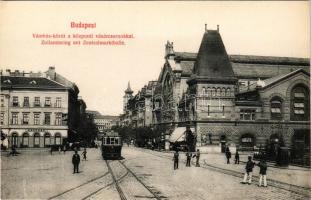 Budapest IX. Vámház körút a központi vásárcsarnokkal, kávéház, szálloda, villamos