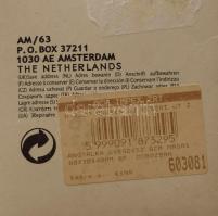 Holland aranyozott üveg angyalka, dobozában, h: 5,5 cm