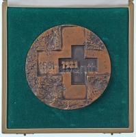 Asszonyi Tamás (1942-) 1981. "1881-1981 / 100 éves a Magyar Vöröskereszt" kétoldalas, öntött bronz emlékplakett, tokjában, (109mm)