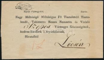 1833 Hivatalos levél "OEDEN= / BURG"