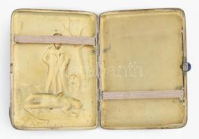 Cigarettatárca, Napoleon a harctéren jelenettel. Plasztikus kialakítású antik orosz ezüst tárca. GR ...