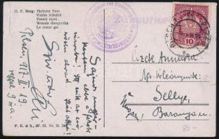 1917 Tábori posta képeslap 10h bérmentesítéssel "K.u.k. Infanterieregiment von Hindenburg Nr.66. / I. Ersatzkompagnie"