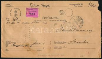 1938 Értéklevél 3 bélyeggel