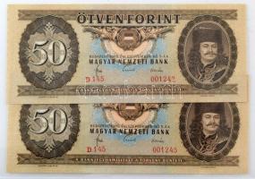 1965. 50Ft (2x) közeli, viszonylag alacsony "D 145 001242" és "D 145 1245" sorszámokkal T:UNC,AU Adamo F19