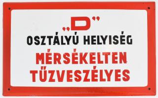 D. osztályú helyiség tűzveszélyes zománcozott fém tábla 40x25 cm