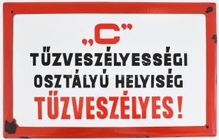 C. osztályú helyiség tűzveszélyes zománcozott fém tábla 40x25 cm