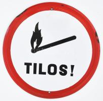 Nyílt láng tilos zománcozott fém tábla d: 26 cm