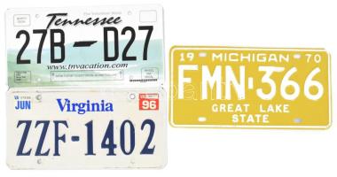 3 db amerikai fém rendszámtábla