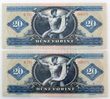 1965. 20Ft (2x) sorszámkövetők "C 375 008373 - C 375 008374" T:UNC,AU
Adamo F14