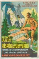 Püspökfürdő, Szentlászlófürdő, Baile 1 Mai; Erdély egyedüli hullámfürdője Szent László Püspök gyógyfürdő Nagyvárad mellett. Erdély litogr. Felelős kiadó Komzsik Alajos. reklámlap / The only wave pool in Transylvania! spa and bathing hall near Oradea. Tourist advertising art postcard. s: Ványai