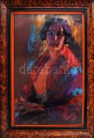 Bardócz Árpád (1882-1938): Lengén öltözött hölgy portréja, 1929. Pasztell, karton. Jelezve jobbra lent. Hátoldalán régi MNG kiviteli bélyegzővel. Dekoratív, üvegezett, kissé kopott fakeretben, 60×49 cm