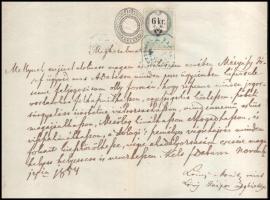 1854 Dabas, meghatalmazás 10kr szignettával + 6kr CM okmánybélyeggel