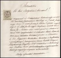 1858 Rendek, Böhm Izrael rendeki lakos kérvénye a sümegi cs. kir. szolgabírói hivatalhoz, 30kr CM ok...