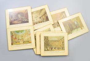 8 db régi metszeteket ábrázoló tányér alátét. 24x20 cm