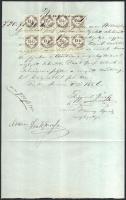 1856 Pest, nyugtatvány 8x15kr CM okmánybélyeggel