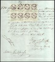 1856 Pest, nyugtatvány 8x15kr CM okmánybélyeggel