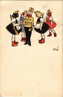 1926 Magyar katonai humoros művészlap. Kiadja a Ludovika Akadémia Levente-köre / Hungarian military art postcard + "Nemzetközi vásár Budapest 1926. ápr. 17-26" So. Stpl s: Szabó (fl)