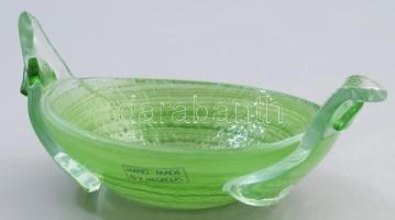 Hegedűs Erzsébet iparművész üveg kínáló. Jelzett, hibátlan, 14x10 cm