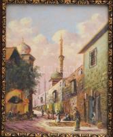 Bácskay (Bácskai) István (?-?), működött a XX. sz. első felében: Kairói utca. Olaj, karton. Jelezve balra lent. Dekoratív, üvegezett, korabeli fakeretben. 17x22 cm