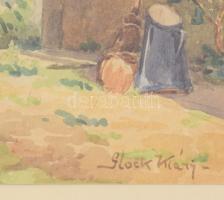 Glock Klára (1896-1966): Virágos udvar, Szomolnok (Felvidék), 1934. Akvarell, ceruza, papír. Jelzett...