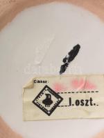 Kerezsi Gyöngyi narancs-fehér váza, jelzett, m: 19,5 cm