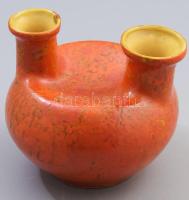 Tófej kétszájú váza, m: 13,5 cm