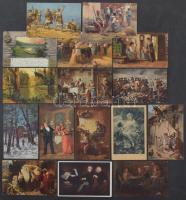 Kb. 170 db RÉGI művész motívum képeslap vegyes minőségben, cserkész és katonai bélyegzésekkel is