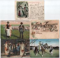 34 db RÉGI népviseletes motívum képeslap vegyes minőségben