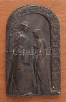 Nagy István János (1938-): Szerelmesek. Bronz fali kép, jelzett, 20x12,5 cm, fa lapon