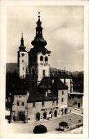 Besztercebánya, Banská Bystrica; templom, gyógyszertár, tér / church, pharmacy, square (fl)