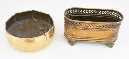 2 darab rézlemez kaspó, 20-23 cm